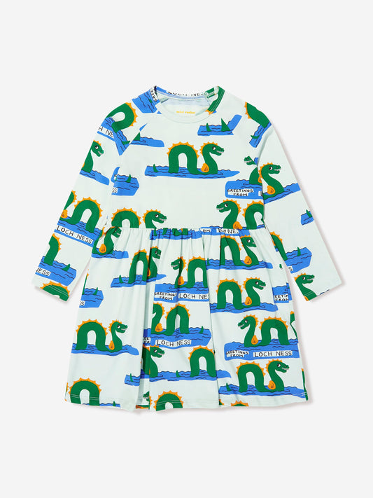 Mini Rodini 女童有机棉尼斯湖长袖连衣裙（绿色）