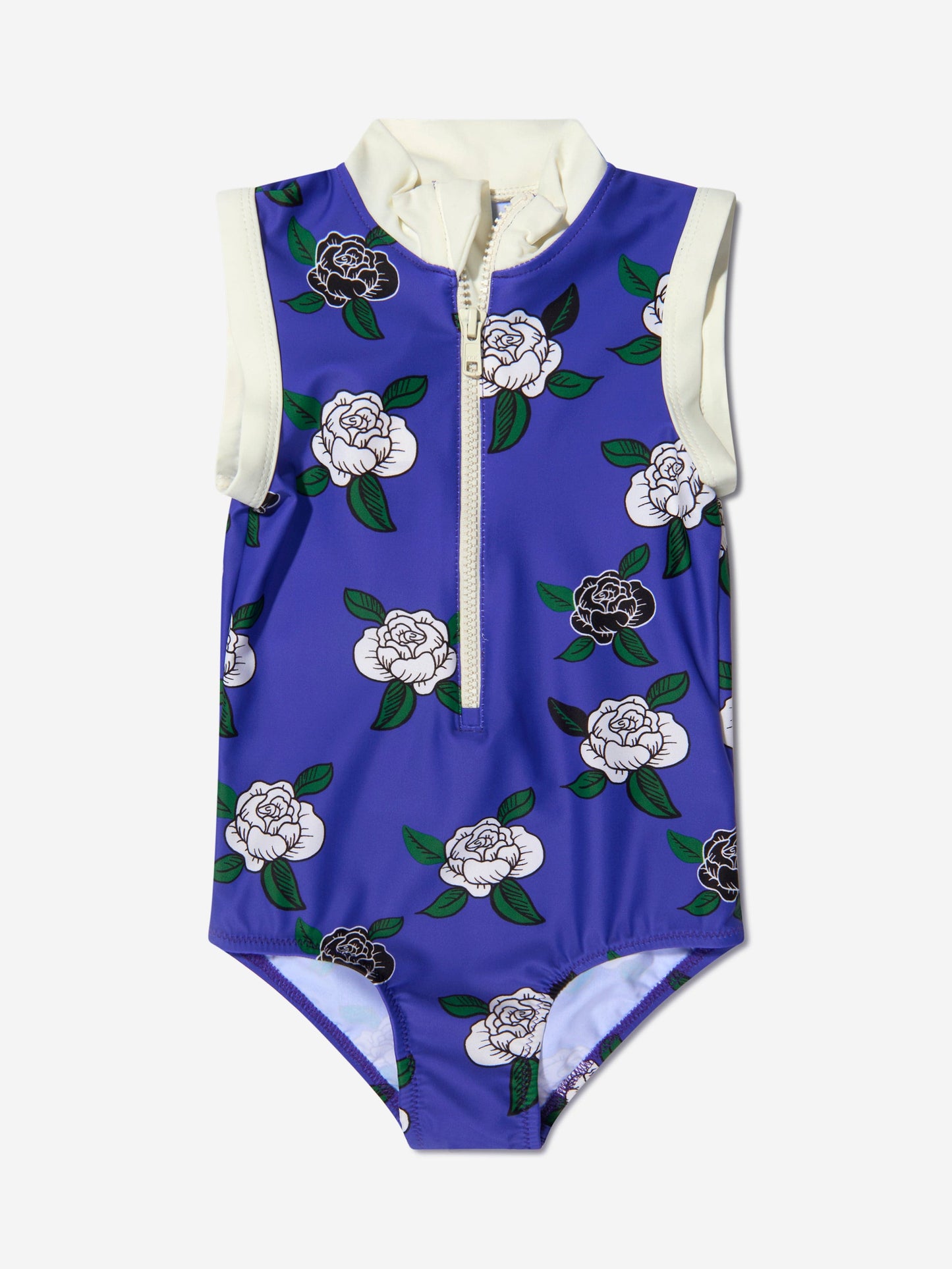 Mini Rodini 女童玫瑰印花拉链泳衣