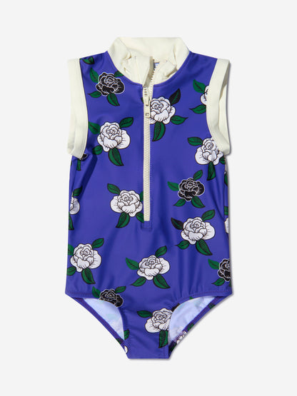 Mini Rodini 女童玫瑰印花拉链泳衣