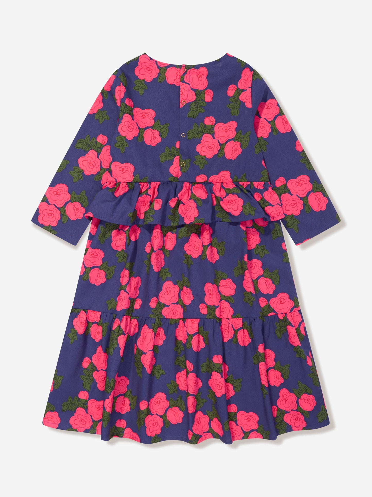 Mini Rodini 女童蓝色玫瑰褶边连衣裙
