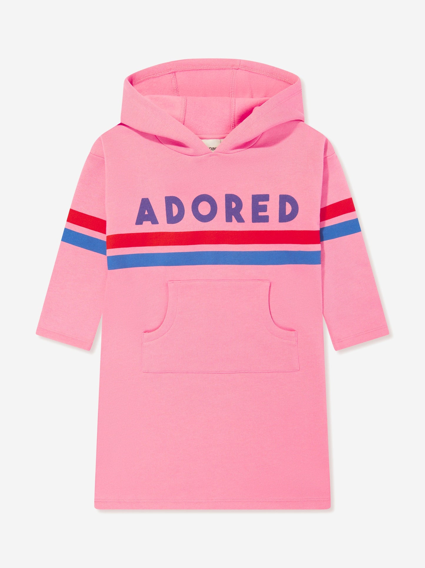 Mini Rodini 女童粉色 Adored 连帽连衣裙