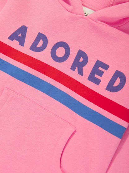 Mini Rodini 女童粉色 Adored 连帽连衣裙