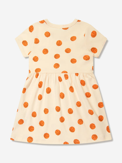 Mini Rodini 女童象牙色篮球印花连衣裙
