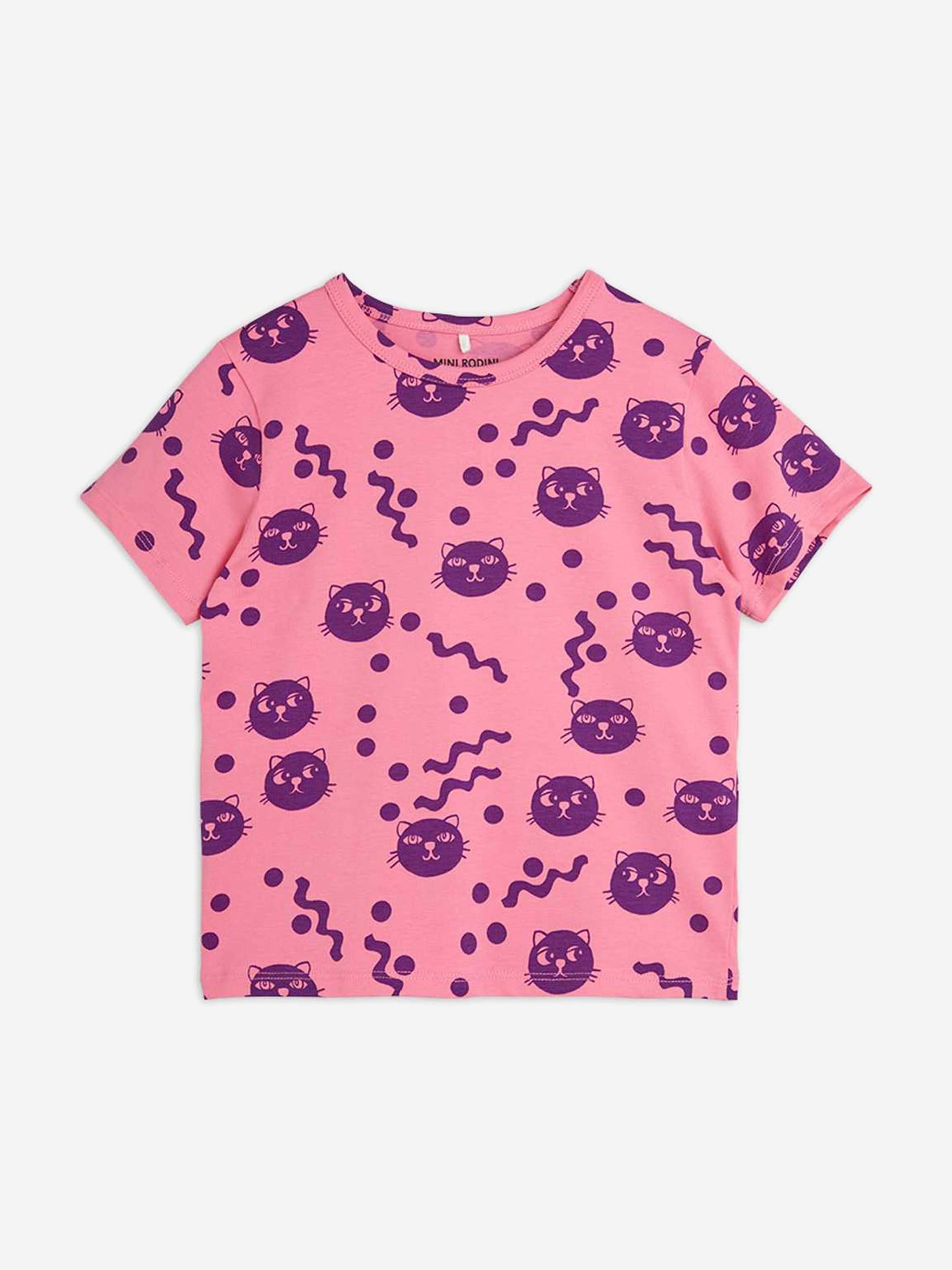 Girls Squiggly Cats AOP T-Shirt in Pink