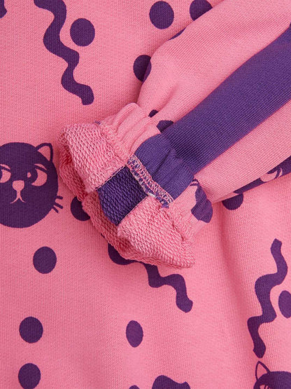 Girls Squiggly Cats AOP Sweatshirt in Pink
