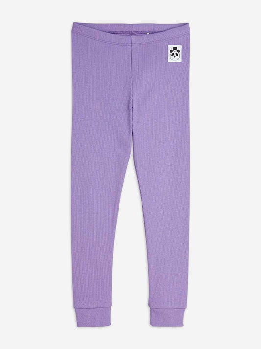 Girls Solid Rib Leggings in Purple