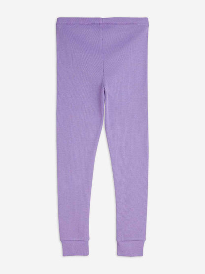 Girls Solid Rib Leggings in Purple