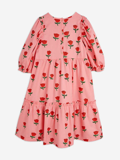 Girls Roses AOP Puff Sleeve Dress in Pink