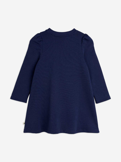 Girls Bow Application Sweater Dress in Navy