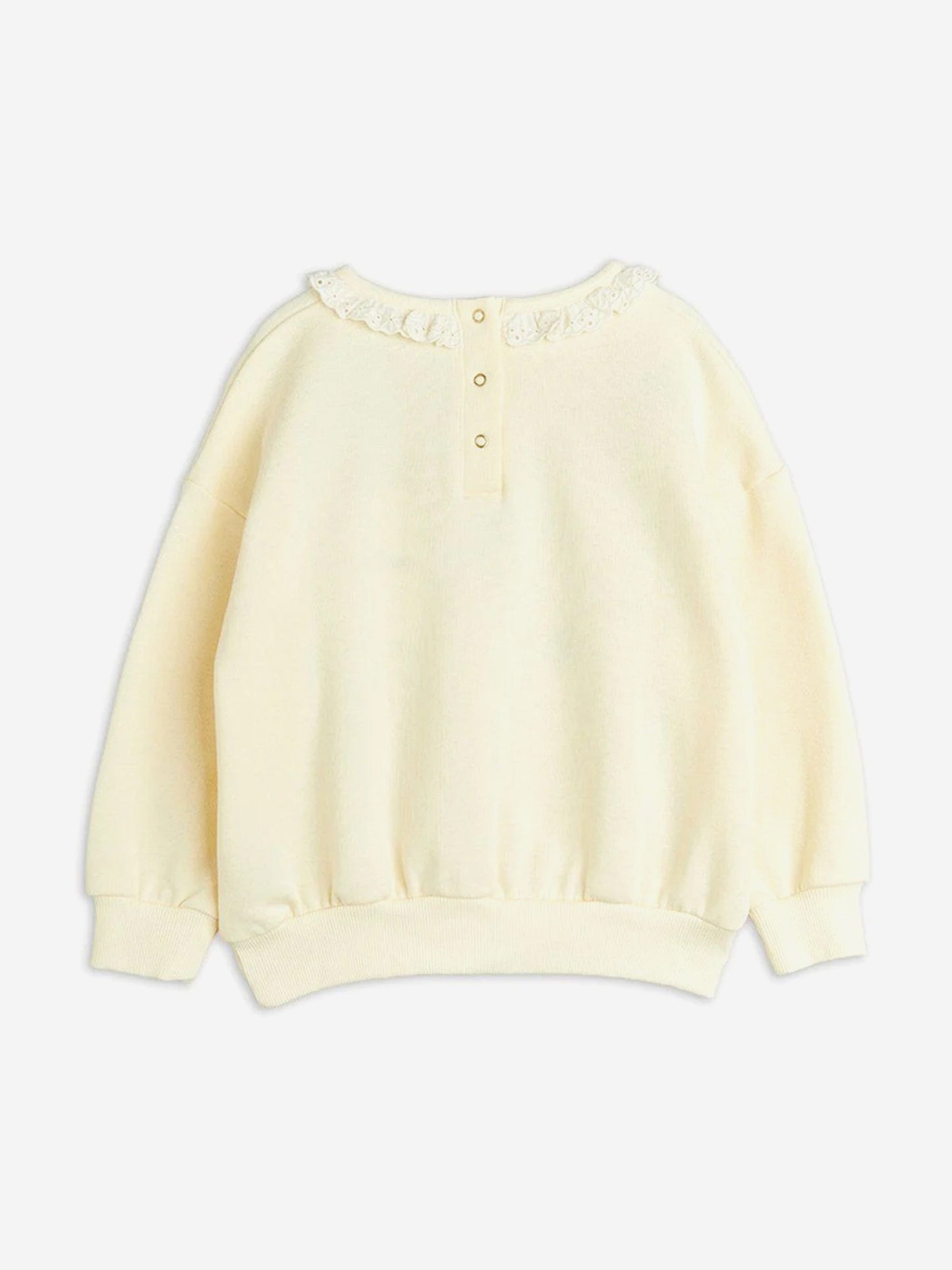 Girls Ladybugs Embroidered Lace Sweatshirt in Ivory