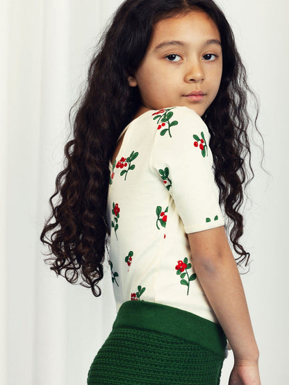 Girls Lingonberries AOP Ballet T-Shirt in Ivory