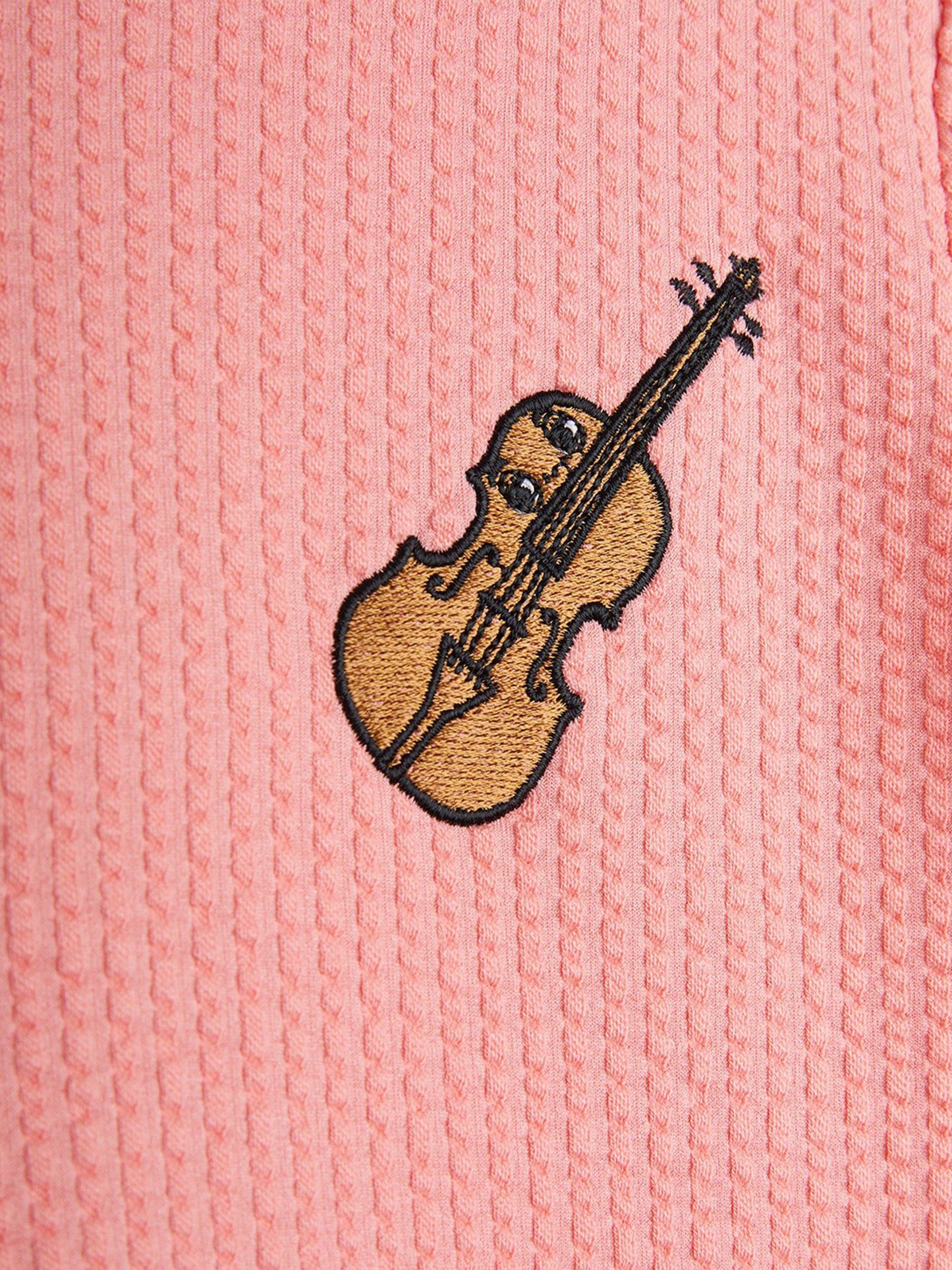 Girls Violin Embroidered T-Shirt in Pink