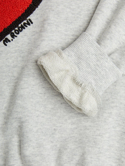 Girls Arrowed Heart Chenille Sweatshirt in Grey