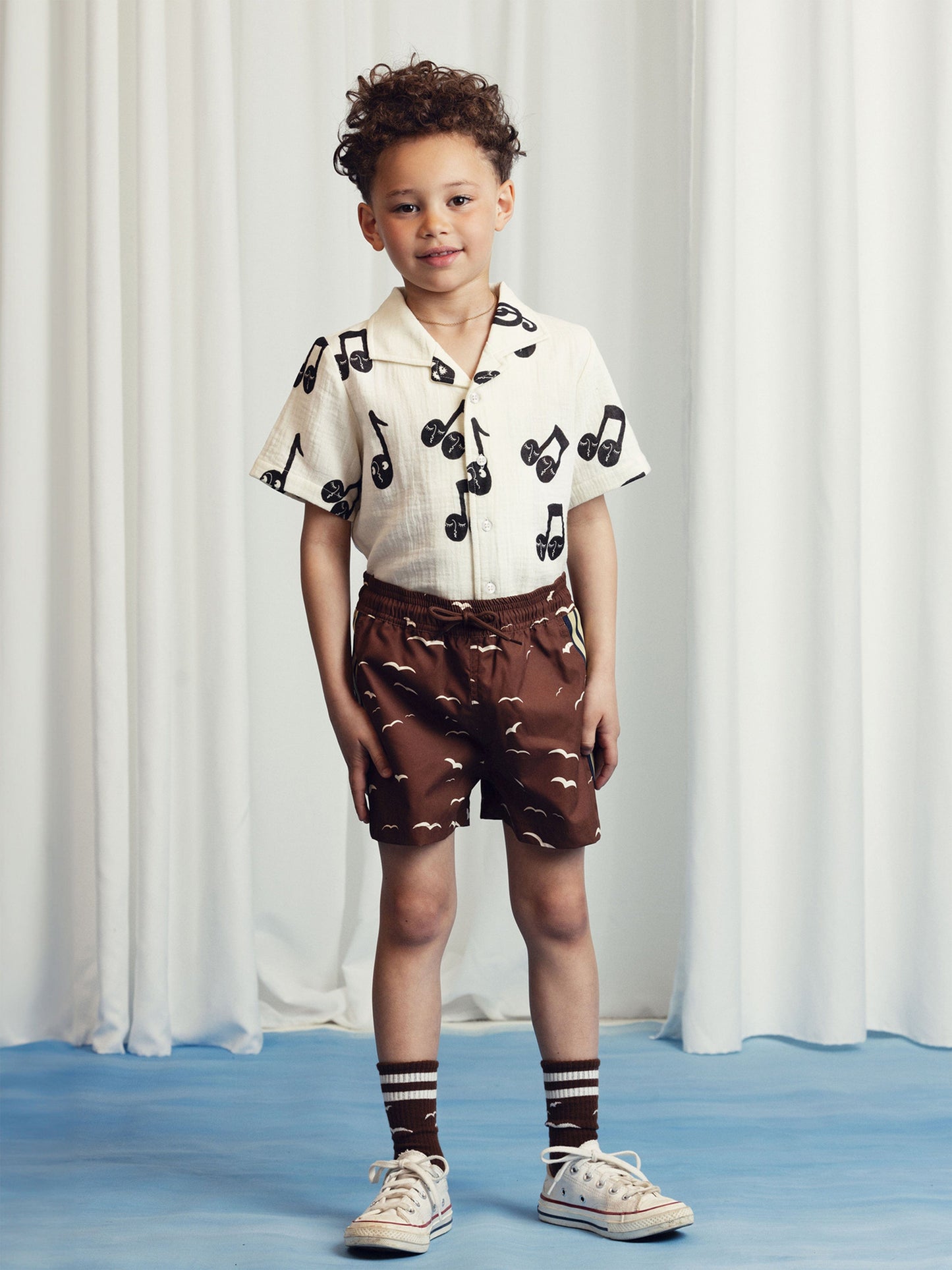 Kids Note AOP Muslin Short in White