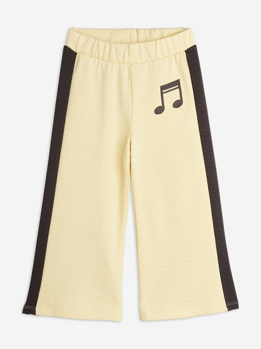 Girls Note Embroidered Joggers in Yellow