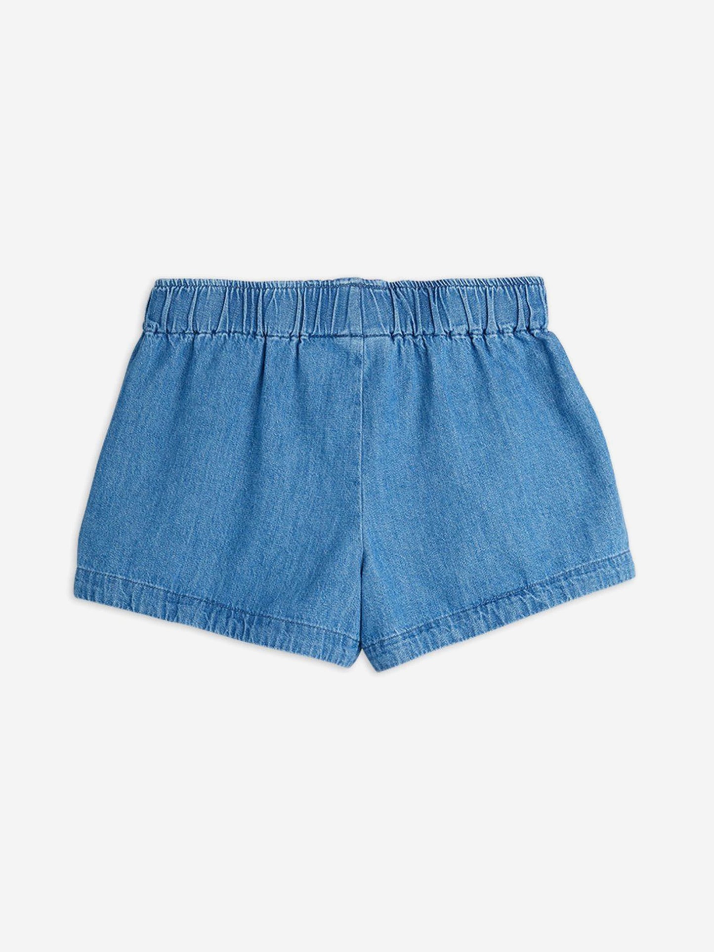 Girls Note Embroidered Denim Shorts in Blue