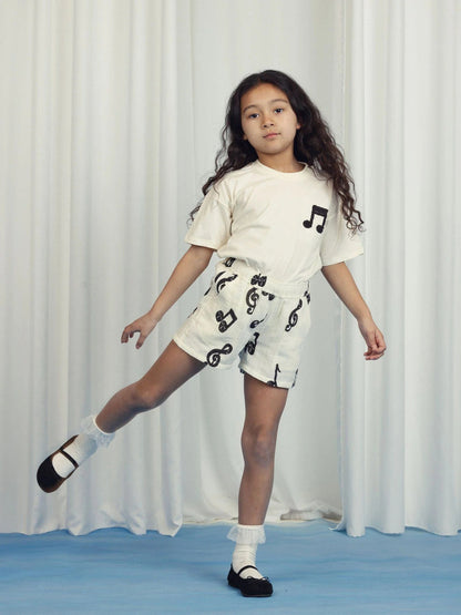 Kids Note AOP Muslin Shorts in White