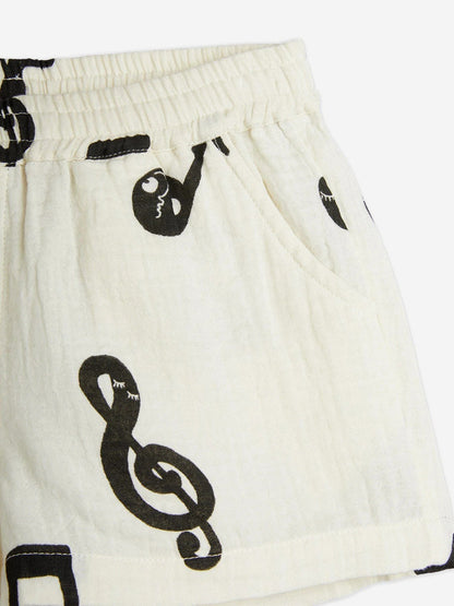 Kids Note AOP Muslin Shorts in White