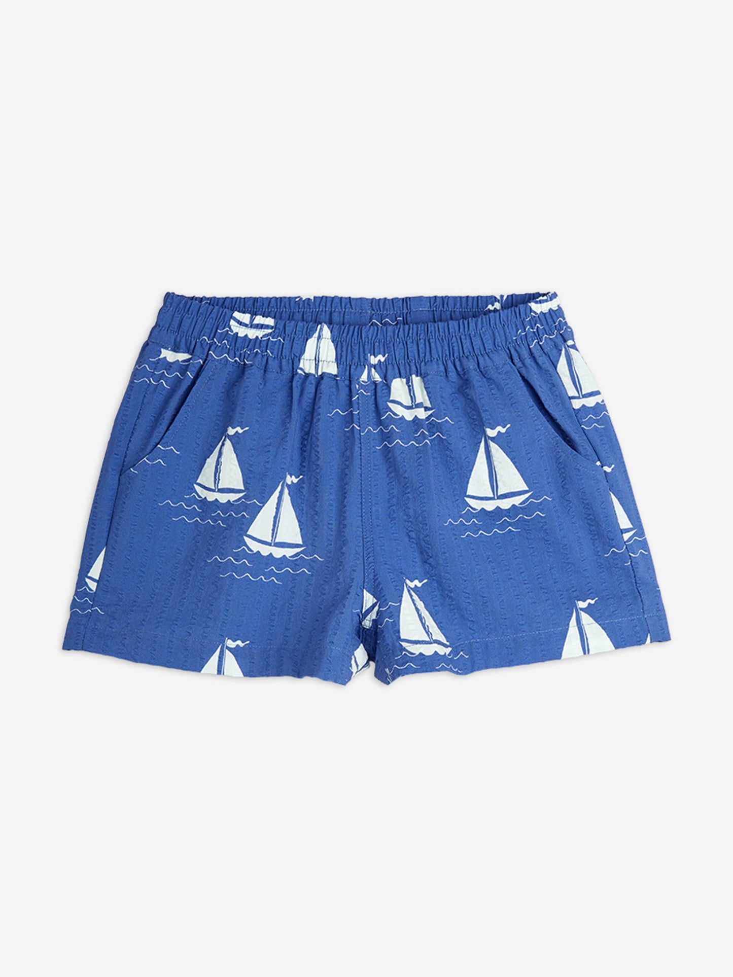 Mini Rodini Boys Sailing Boats AOP Shorts in Blue