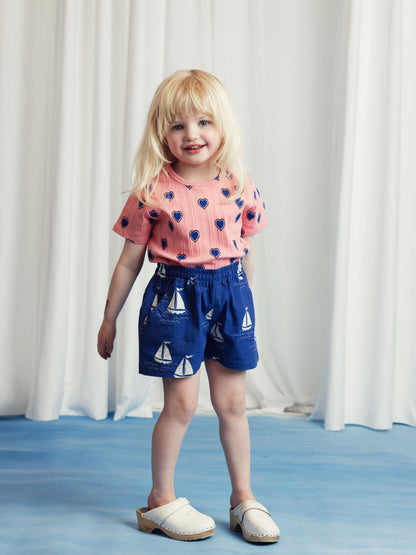 Mini Rodini Boys Sailing Boats AOP Shorts in Blue