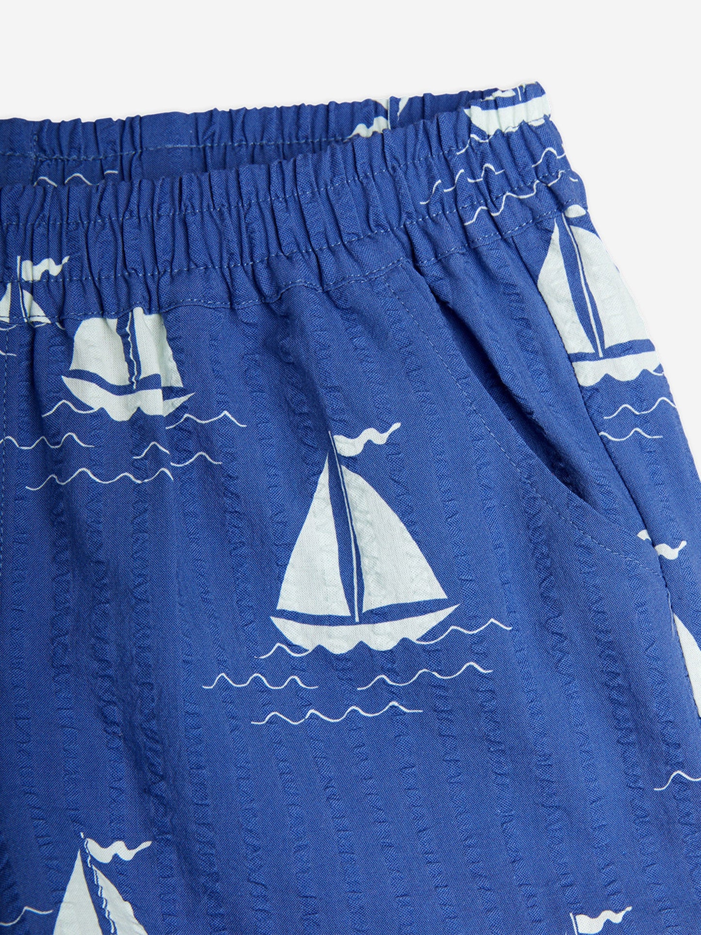 Mini Rodini Boys Sailing Boats AOP Shorts in Blue