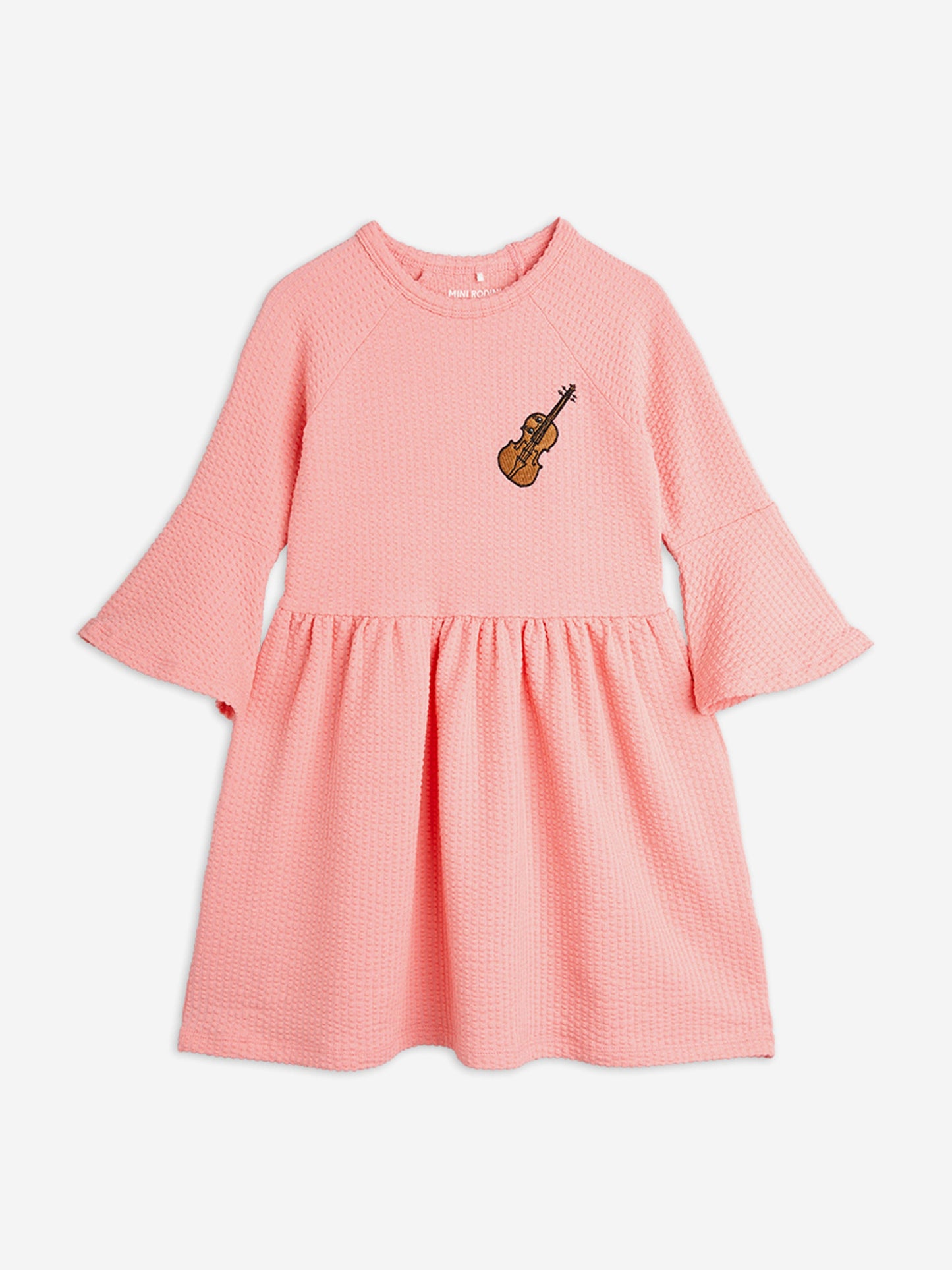Girls Violin Embroidered Dress in Pink