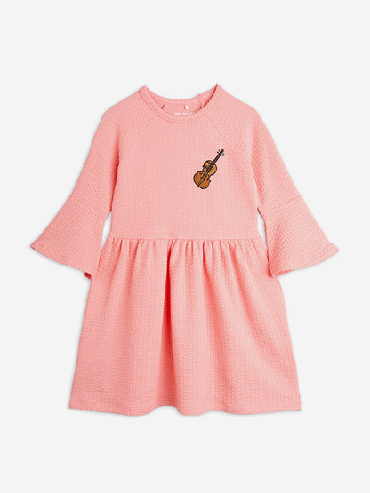 Girls Violin Embroidered Dress in Pink