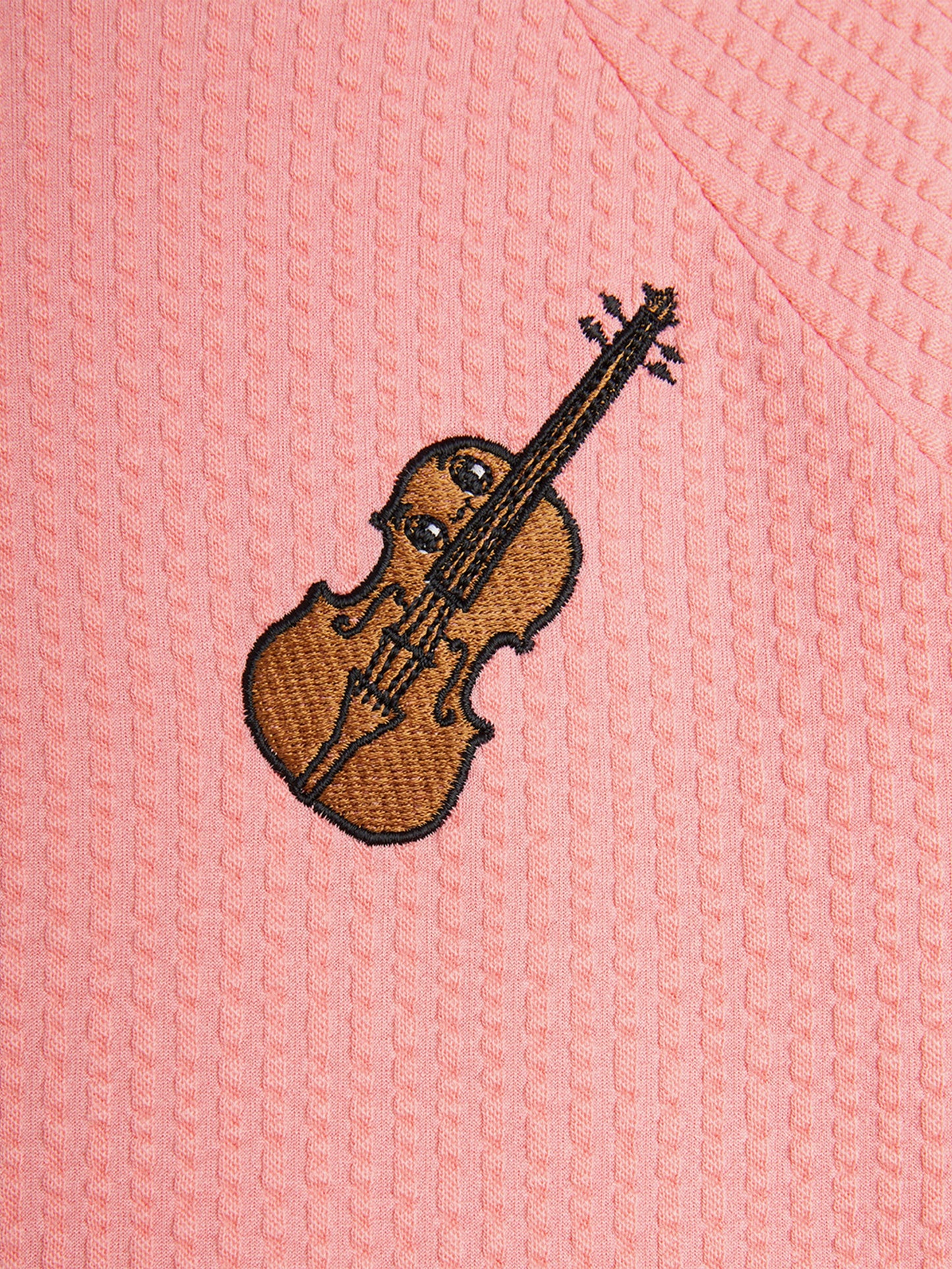 Girls Violin Embroidered Dress in Pink