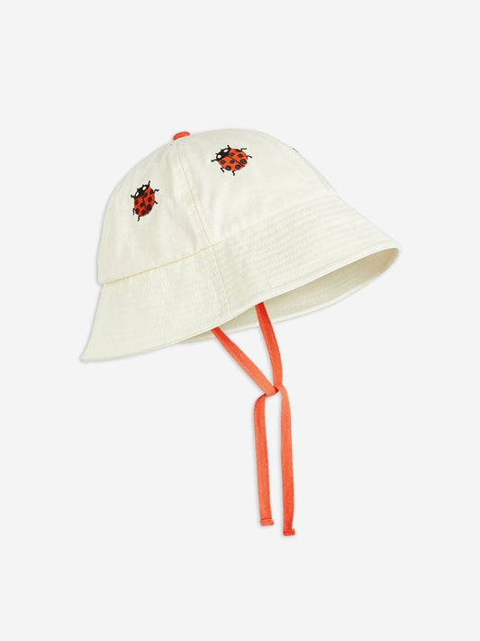 Baby Girls Ladybug Embroidered Sun Hat in Ivory