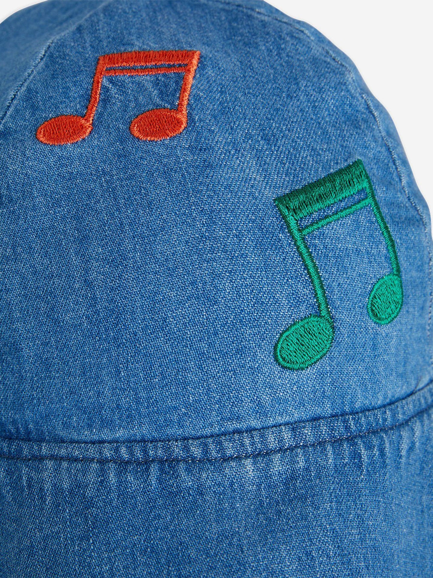 Baby Girls Note Embroidered Sun Hat in Blue