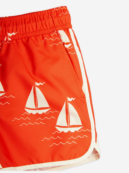 Boys Sailing Boats AOP Swim Shorts in Orange