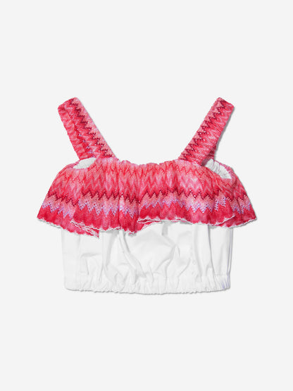 Missoni 女童之字形荷叶边上衣（白色）