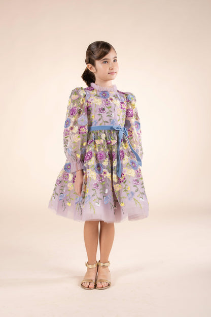 Marchesa 女童花朵刺绣薄纱礼服（多色）