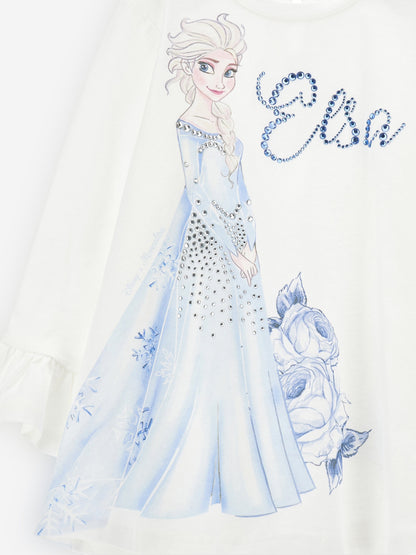 Monnalisa 女童 Elsa Maxi T 恤（白色）