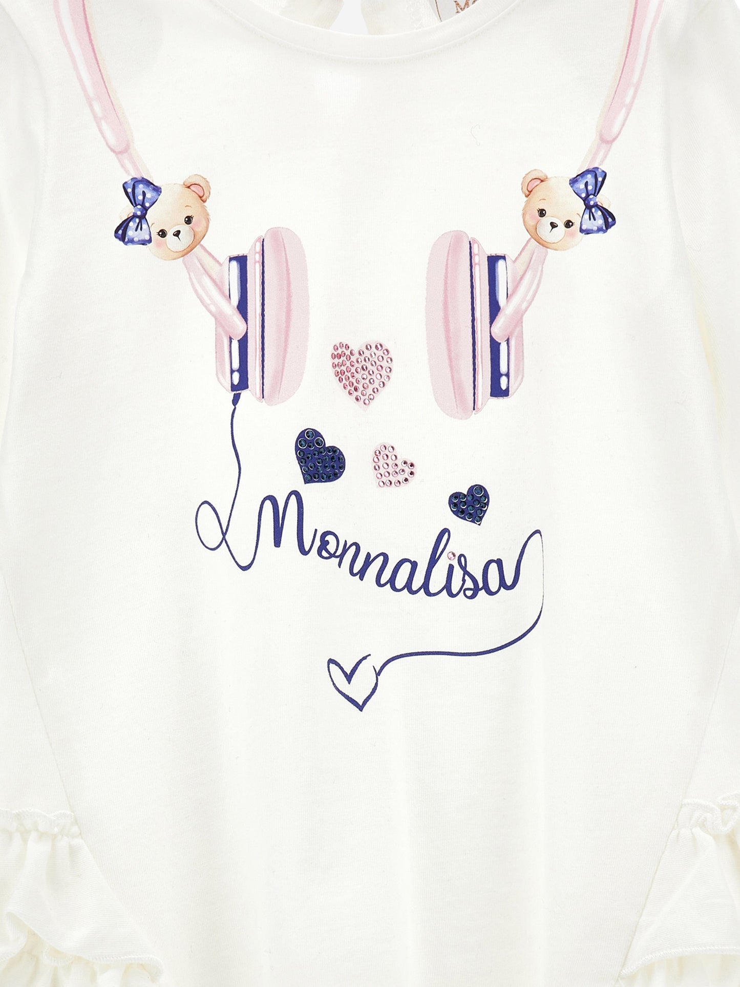 Monnalisa 女婴白色耳机超长 T 恤