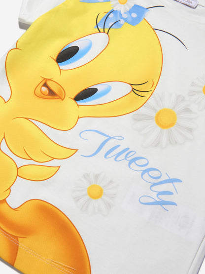 Monnalisa 女童棉质平纹针织 Tweety 长款 T 恤