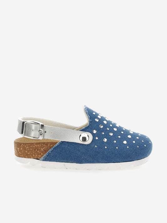 Monnalisa 女童蓝色牛仔水钻凉鞋