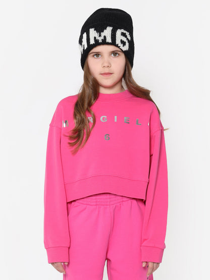 MM6 Maison Margiela 女童短款徽标运动衫（粉色）
