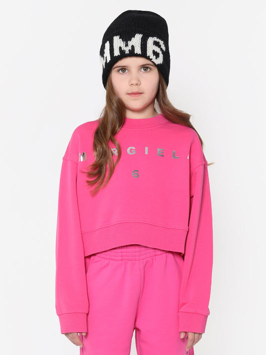 MM6 Maison Margiela 女童短款徽标运动衫（粉色）