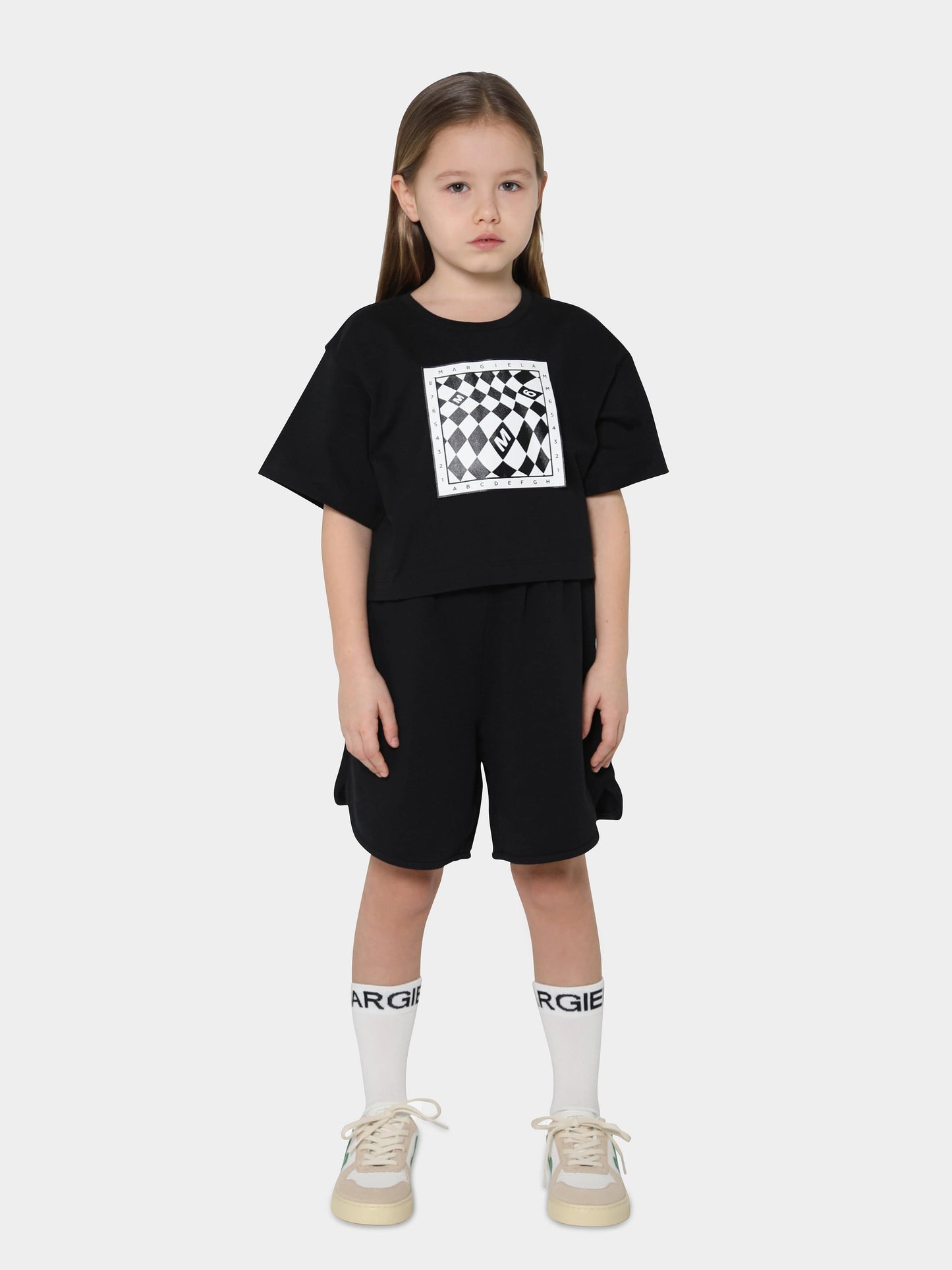 MM6 Maison Margiela 儿童短款徽标印花 T 恤（黑色）
