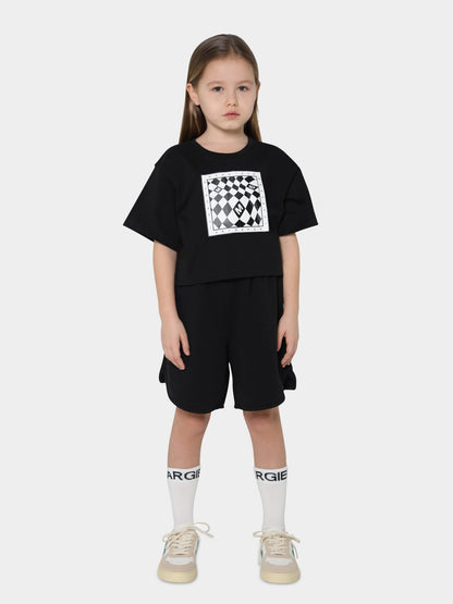 MM6 Maison Margiela 儿童短款徽标印花 T 恤（黑色）