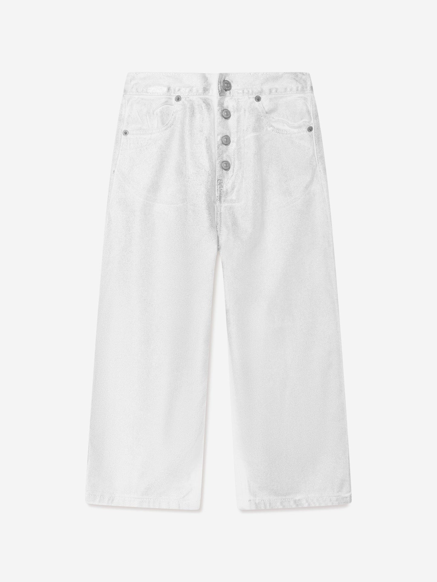 MM6 Maison Margiela 儿童银色金属效果牛仔裤