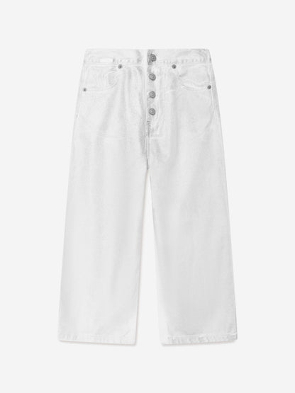 MM6 Maison Margiela 儿童银色金属效果牛仔裤