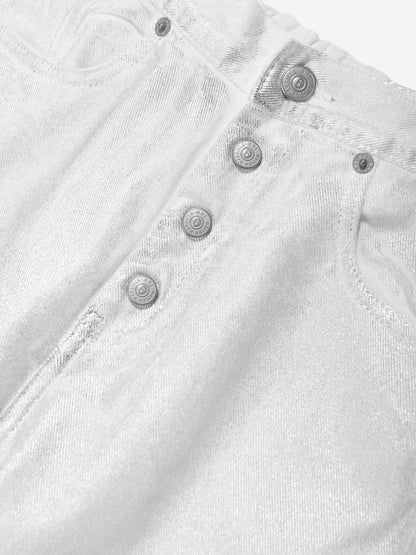MM6 Maison Margiela 儿童银色金属效果牛仔裤