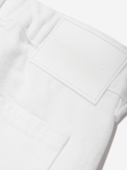 MM6 Maison Margiela 儿童银色金属效果牛仔裤