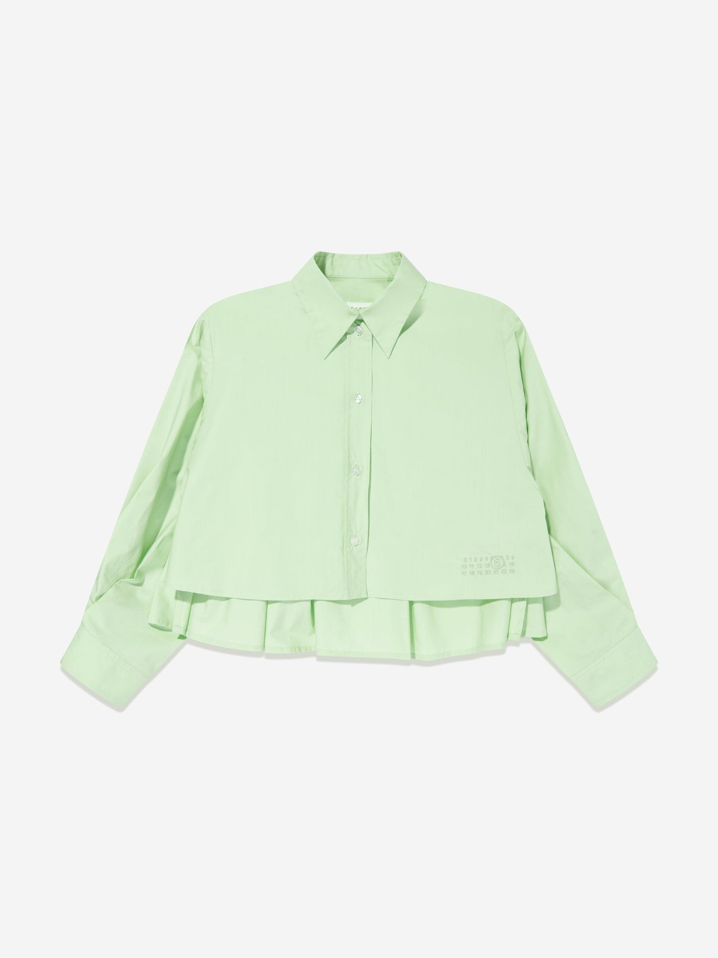 MM6 Maison Margiela 儿童短款府绸褶皱后背衬衫（绿色）