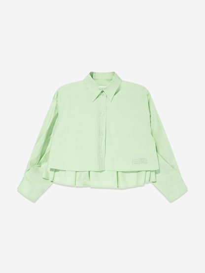 MM6 Maison Margiela 儿童短款府绸褶皱后背衬衫（绿色）