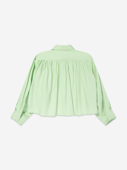 MM6 Maison Margiela 儿童短款府绸褶皱后背衬衫（绿色）
