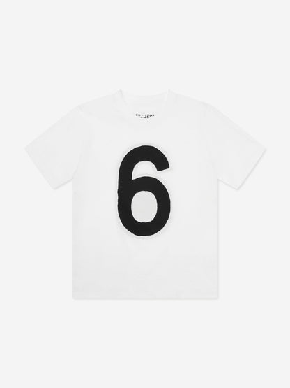 MM6 Maison Margiela Kids 6 徽标 T 恤（白色）