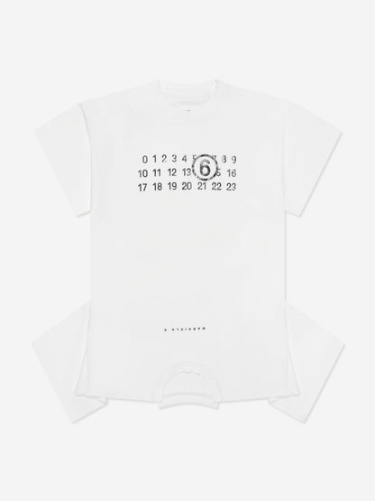 MM6 Maison Margiela 女童白色不对称 T 恤连衣裙